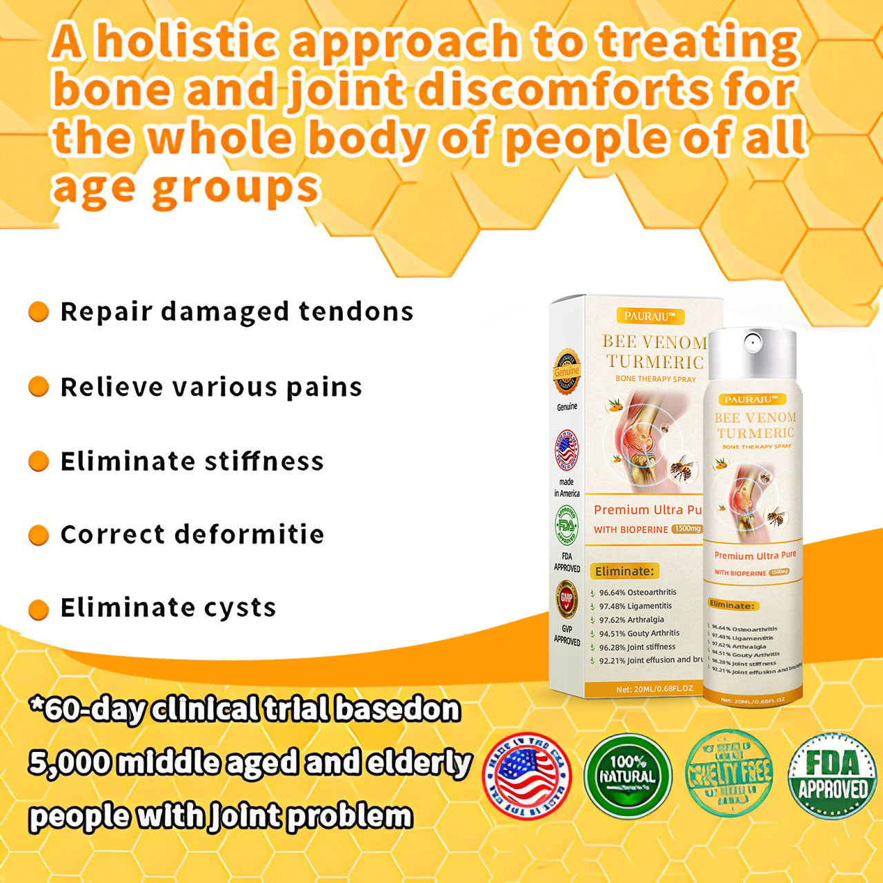 𝑷𝑨𝑼𝑹𝑨𝑱𝑼™ BEE VENOM TURMERIC BONE THERAPY SPRAY ⚡🌵